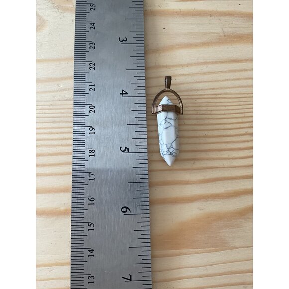 White Howlite Crystal Pendant With Bronze Loop - Picture 4 of 4